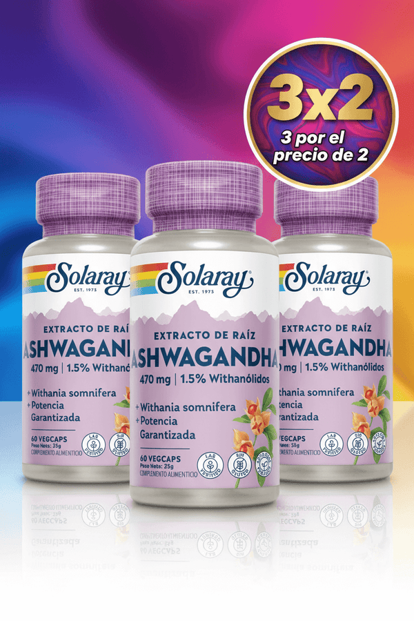 Pack 3X2 Ashwagandha 470mg - 60 vegacáps - Solaray