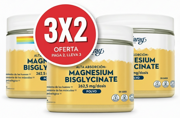 Pack 3X2 Bisglicinato de Magnesio Polvo - Solaray